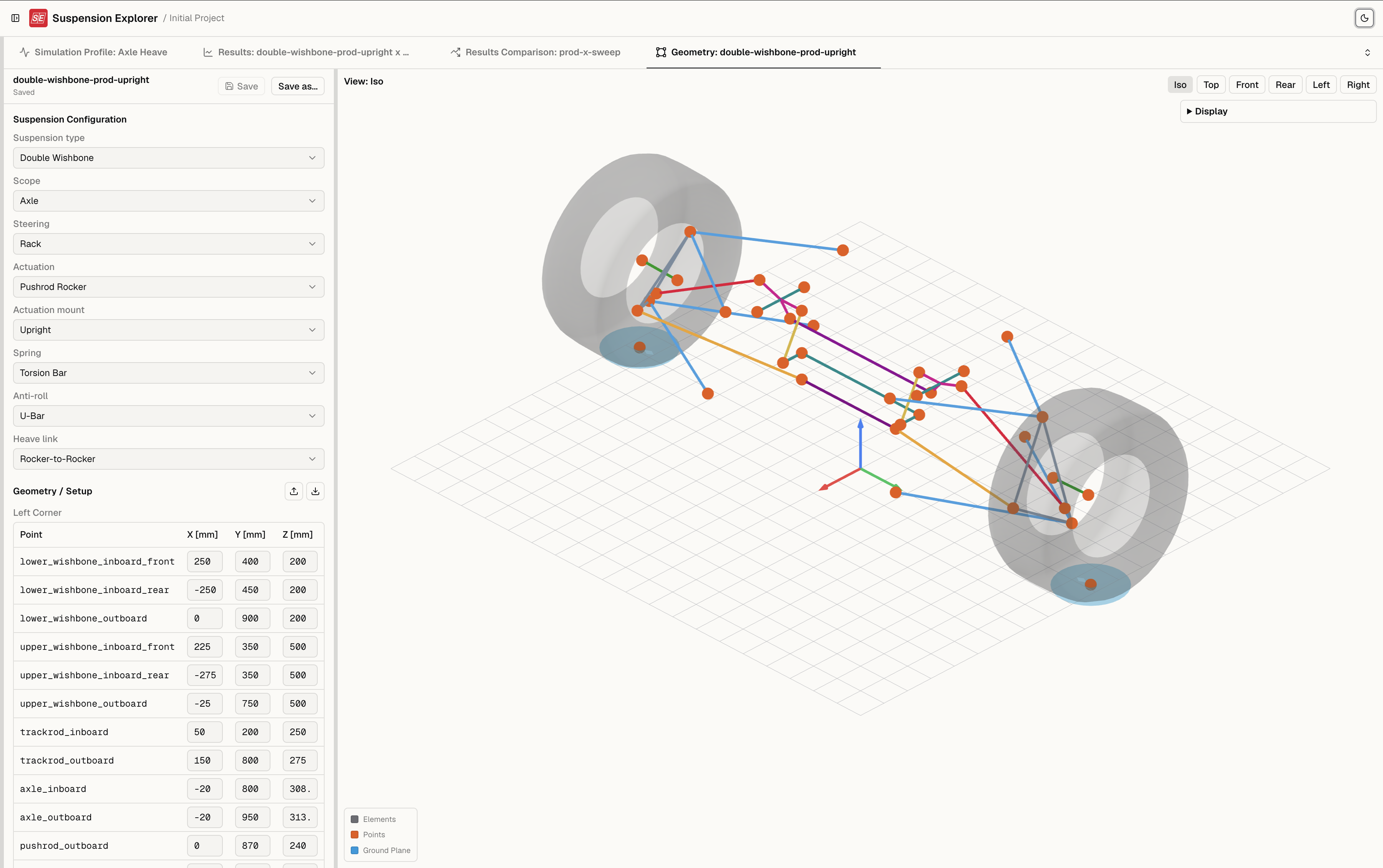 Suspension Explorer interactive workspace
